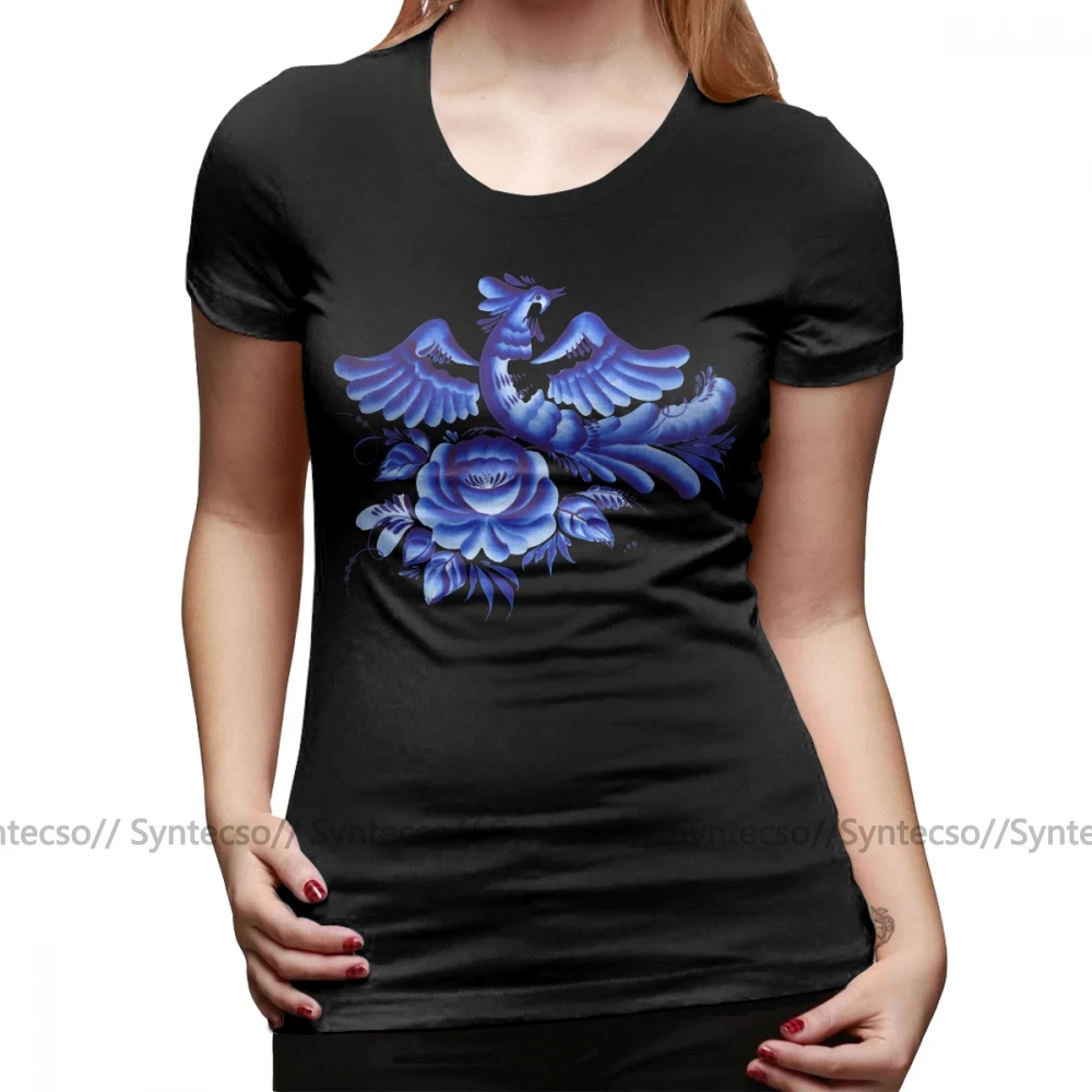 Футболка Gzhel женская с круглым вырезом хлопковая смешная рубашка в уличном стиле