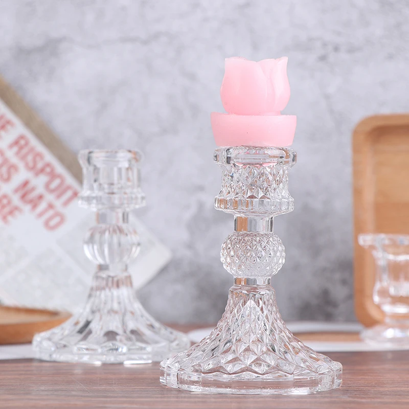 

2021 New Hot Vintage Fine Glass Candlestick Dinner Candle Holder For Home Wedding Party Decorations