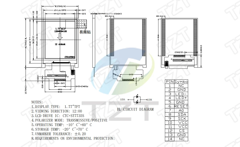 TZT 1,8 дюймов TFT lcd модуль ЖК-экран модуль SPI серийный 51 драйверы 4 IO драйвер TFT Разрешение 128*160 для Arduino
