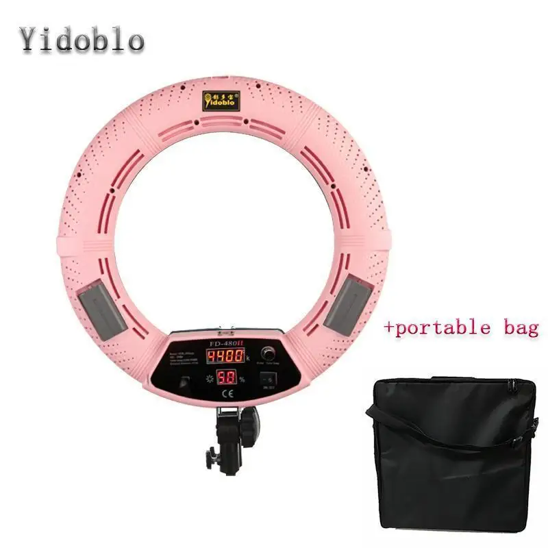 

Yidoblo FD-480II Pink Bi-color Professional Studio Ring Light + soft bag Photographic Macro Lighting 5500K 480LED Lights