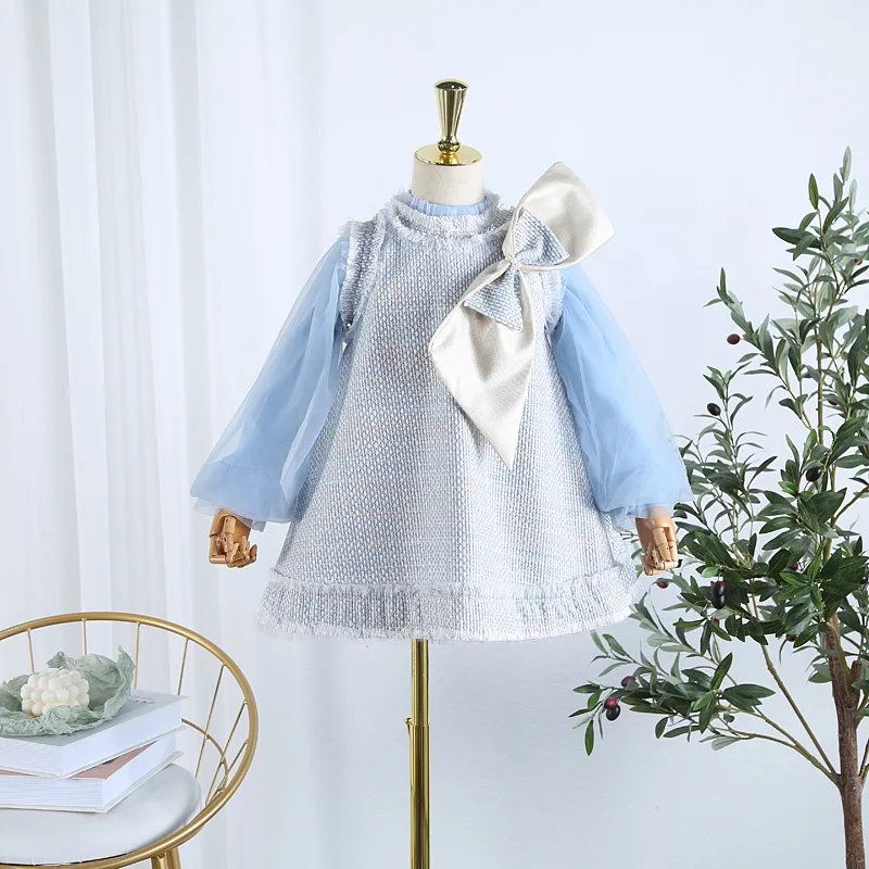 Комплект с юбкой для девочек Новинка 2019 г. осенний модный твидовый топ на