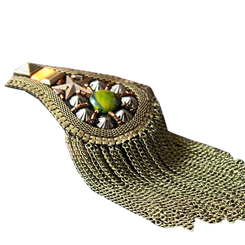 Бижутерия ручной работы в стиле рок большая брошь с кисточкой на плечо эполеты