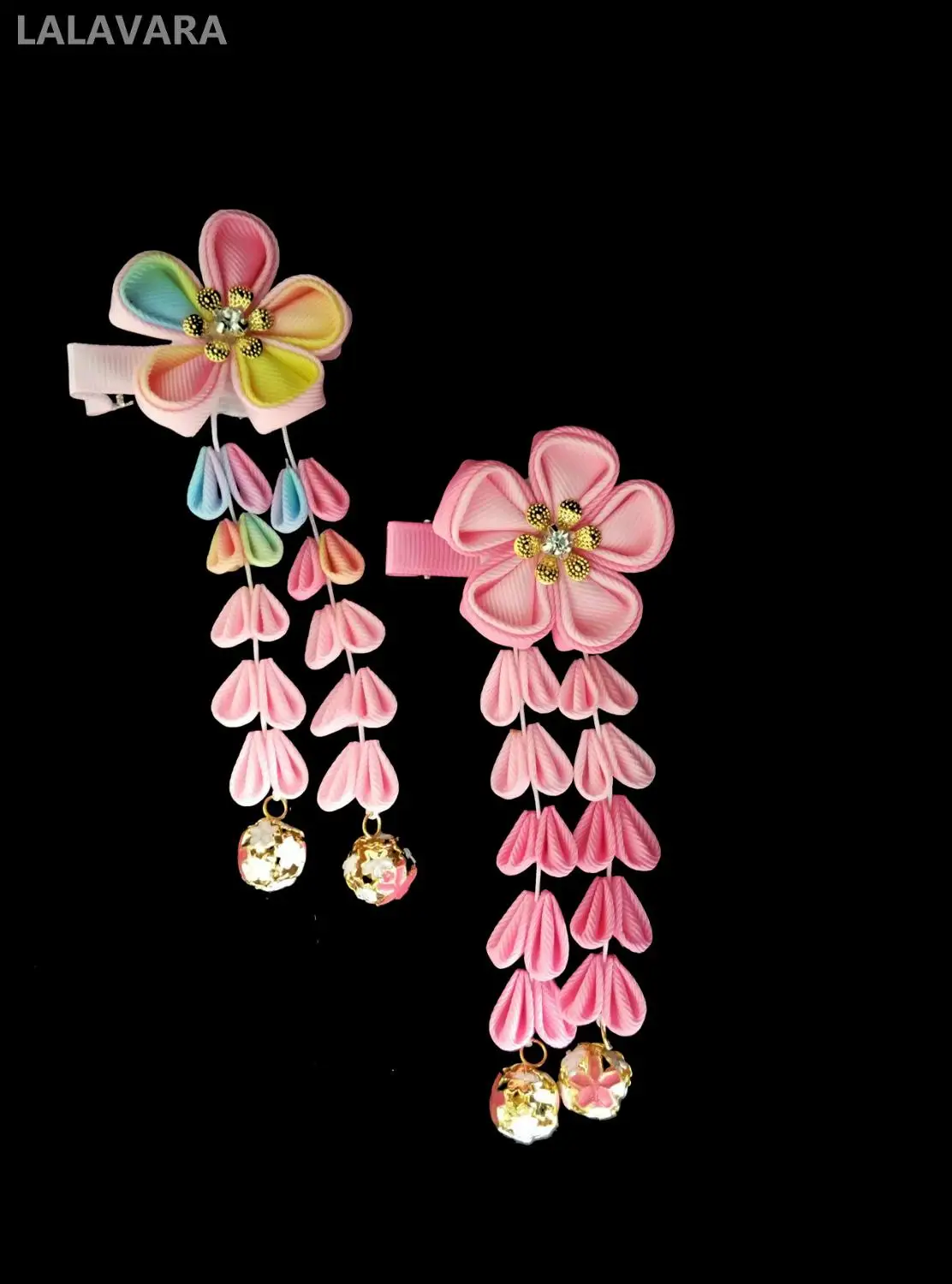 LALAVARA 10 шт. лента ручной работы Сакура цветет kanzashi шпильки аксессуары для волос азиатские девушки леди шпильки с цветком