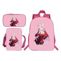 darling in the franxx backpack boy girl bag pencil case shoulder bag anime zero two large capacity cartoon bookbag men knapsack