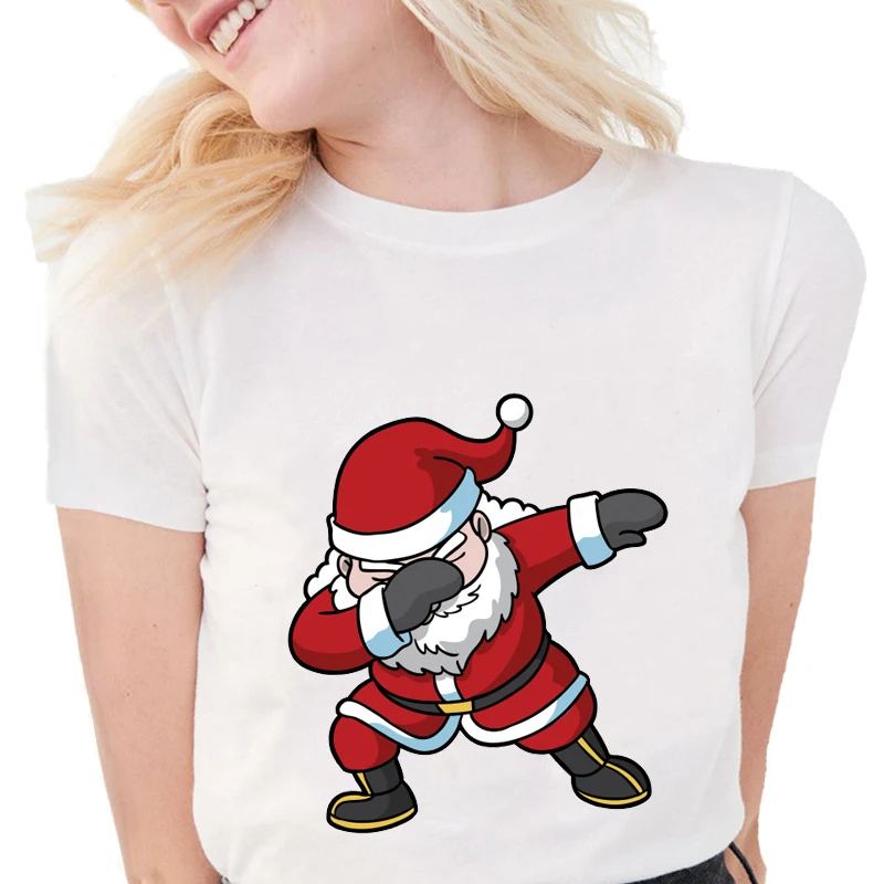 Женская хлопковая Футболка с принтом деда мороза коротким рукавом | одежда