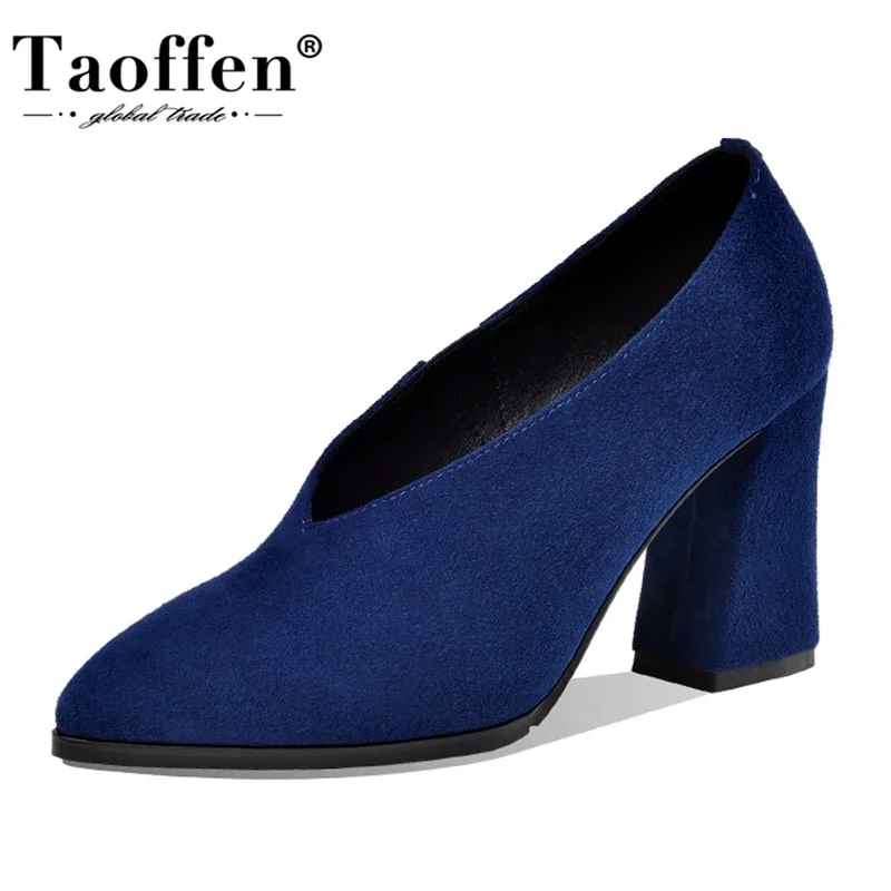 Женские офисные туфли-лодочки TAOFFEN однотонные туфли из натуральной кожи на