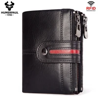 humerpaul mens wallet rfid multifunction storage bag coin purse hasp design wallets card holder genuine leather purse male