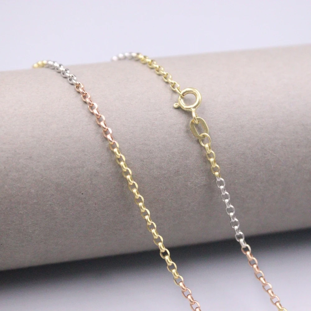 

Гарантированное ожерелье из чистого золота 18 карат, многоцветная Женская цепочка на удачу с кабелем 2,8-3,2 г, 19,6 л, 2 мм Вт, лучший подарок, Изящ...