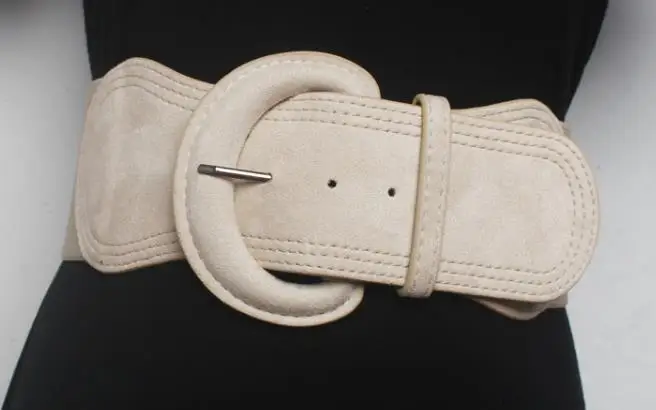 Женский широкий пояс из искусственной замши с эластичной резинкой на талии