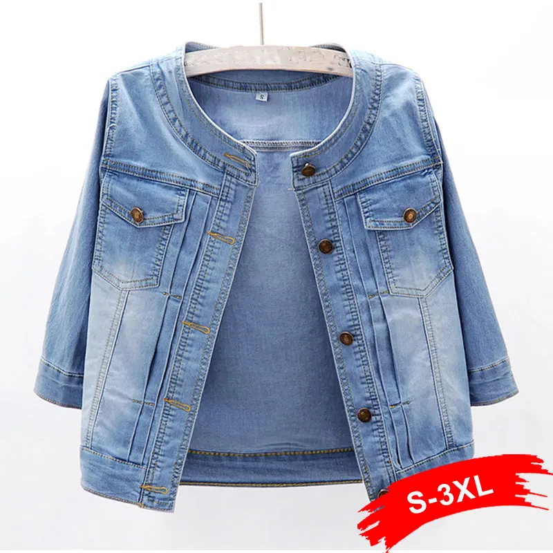 Женская светильник совая куртка с круглым вырезом светло голубая укороченная