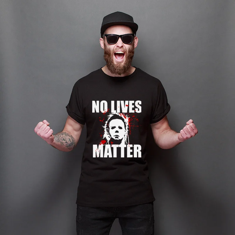 

No Lives Matter Cartoon O Neck Tee-Shirts Simple Style Men's Tee Shirt Party Cute T-Shirt Gifts