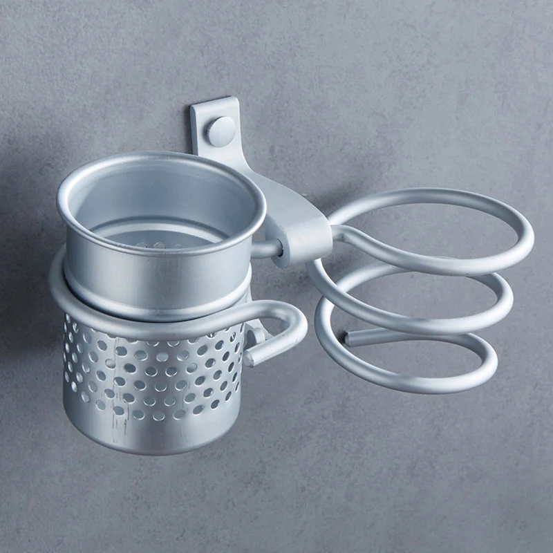 Золотой держатель для фена алюминиевая настенная Полка Фен стойка с чашкой