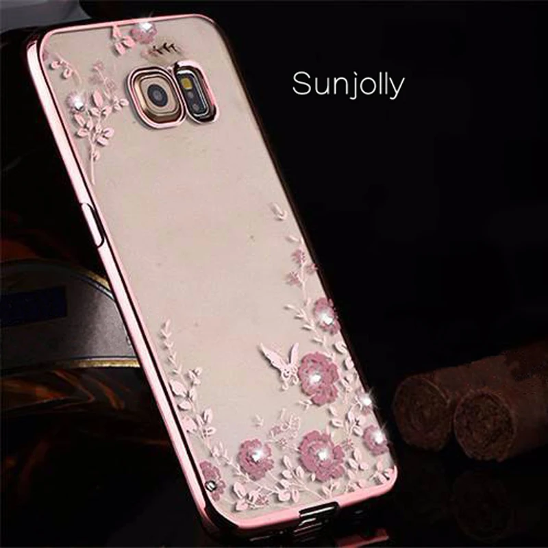 Sunjolly ТПУ чехол из розового золота Bling Стразы чехол для samsung Galaxy S10E S9 S8 S10 плюс S7 S6 край S5 Примечание 10 плюс 9 8 5 4