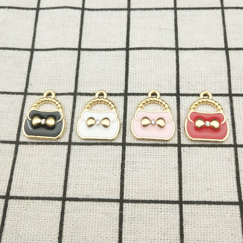 

10 шт. эмалированная Сумочка, очаровательные аксессуары для ювелирных изделий, серьги, подвески, браслет, ожерелье, подвески из цинкового сплава, фурнитура «сделай сам» 16x19 мм