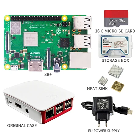 Raspberry Pi 3 Model B+ комплект 16G SD карты+ чехол+ 5 V/2.5A EU/US Питание с кабелем+ теплоотвод - Комплект: Комплект 3