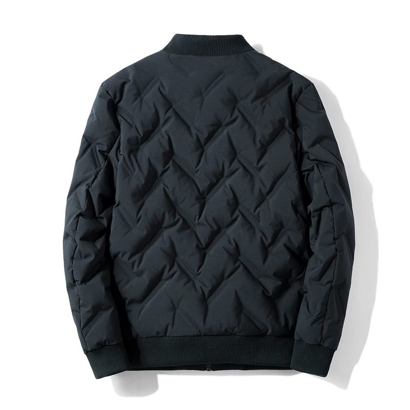 Мужская повседневная куртка на белом утином пуху теплая однотонная с воротником