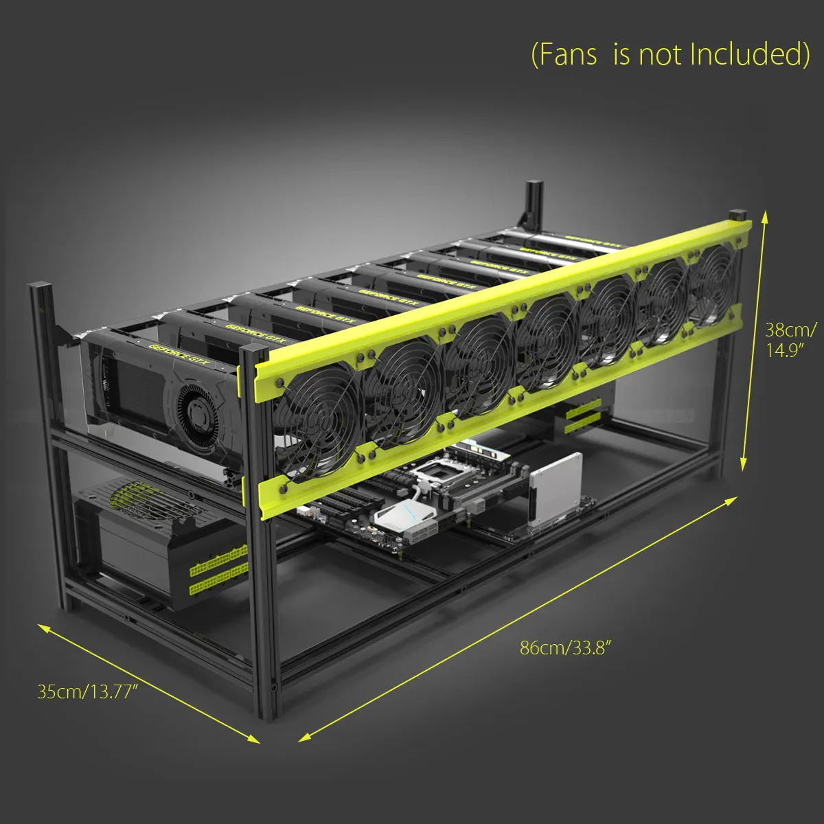 Открытый горная установка Стекируемый двойной мощности рамка чехол для 8 GPU ETH BTC эфириума компьютер горная рама серверное шасси без вентиляторов