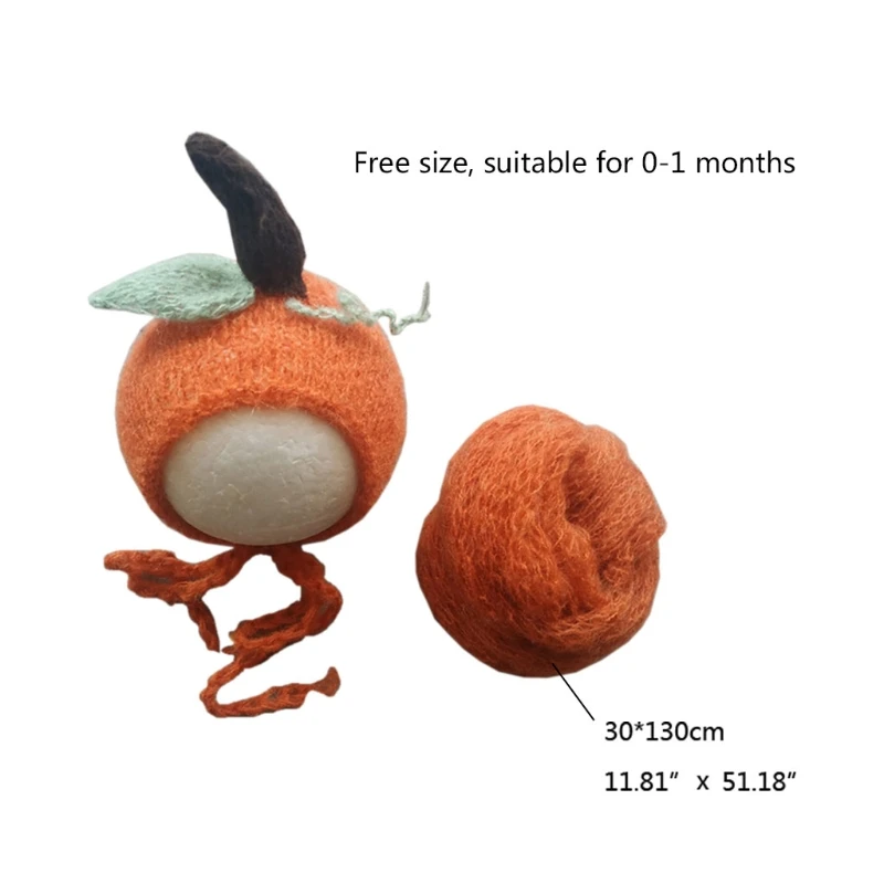 

2 Pcs Baby Receiving Blanket+Beanie Set Newborn Mohair Pumpkin Hat Wrap Kit