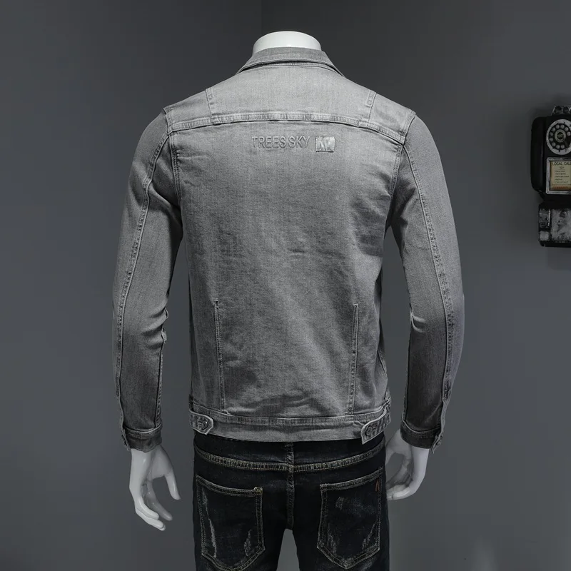Джинсовая куртка мужская стрейчевая винтажная верхняя одежда из денима с