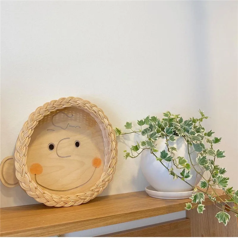 

Nordic Cute Woven Storage Baskets DIY Fruit Snack Trays Handmade Woven Storage Organizer Children's Small Decorative Photo Props