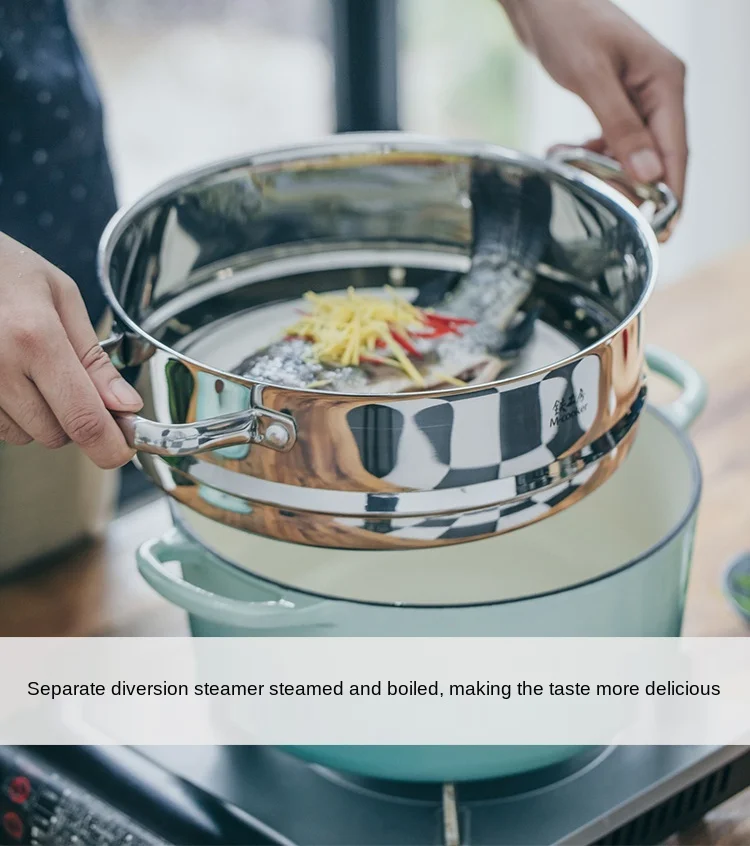 

Iron Workshop Steamer Enamel Pot Thick 304 Stainless Steel Small Steamer Steamer Household Soup Pot Non-Stick Enamel Stew Pot