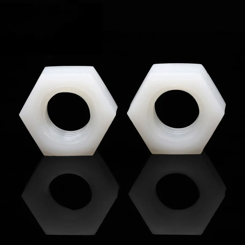 

Nylon Hex Full Nuts White Hexagonal Nut M2 M2.5 M3 M4 M5 M6 M8 M10 M12 M14 - M20