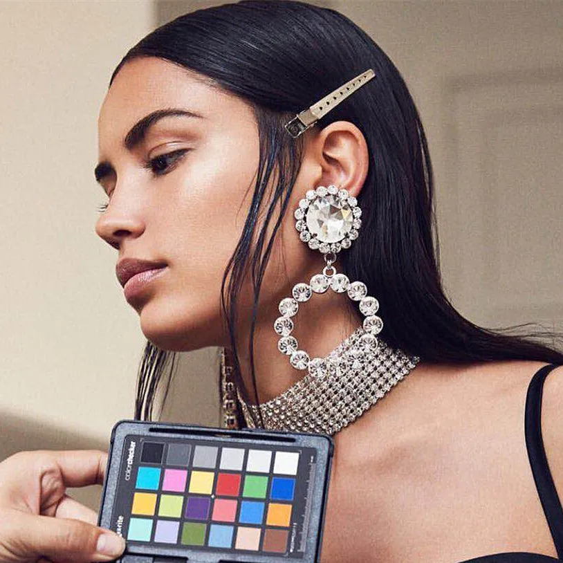 Boutique Super Shiny Crystal Gems Big Circle Dangle Earrings For Women Jewelry Fashion Show Statement Accessories | Украшения и