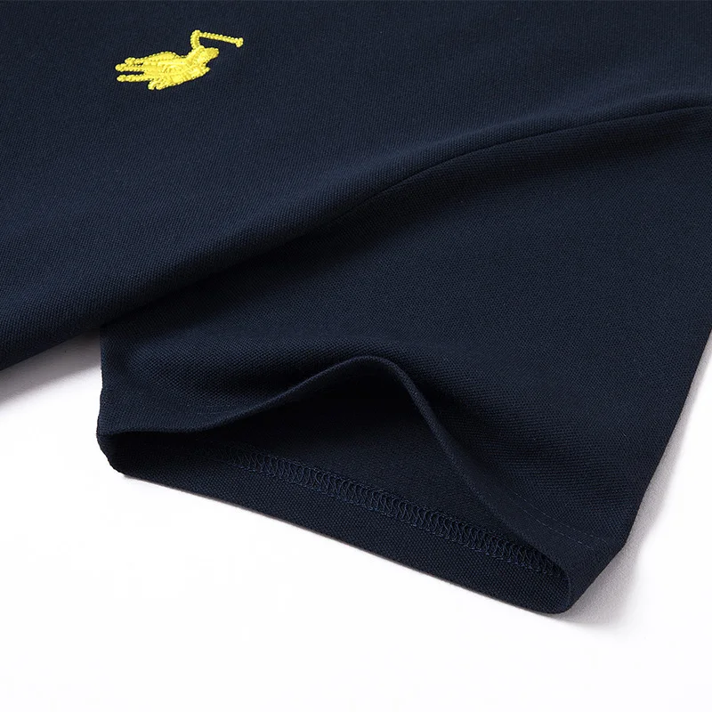 

Pure color horse racing embroidery short-sleeved polo shirt men's summer British fashion men's cotton lapel knitted polo shirt