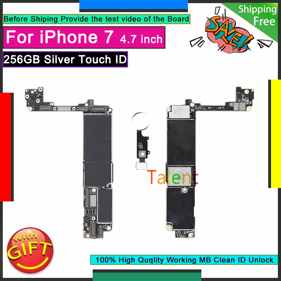 Материнская плата для IPhone 7 256 ГБ серебристая сенсорная идентификация
