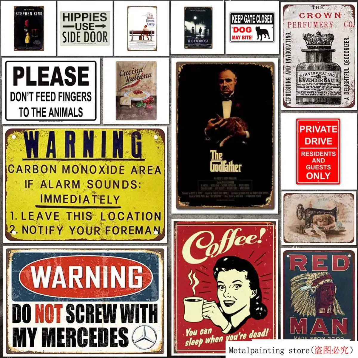 Фильм Крестный отец винтажный цвет Размер Φ металлическая живопись Оловянная