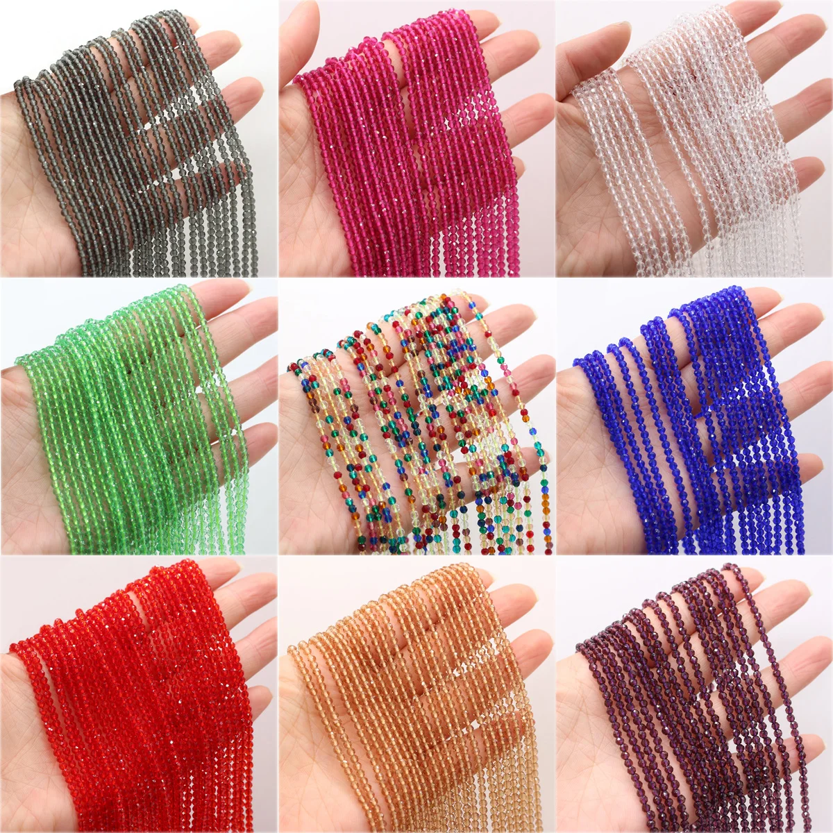 

2 Strand Faceted Stone Beads Spinels Stone Rectangle Section Mixed Color Beads for Jewelry Making DIY Bracelet Necklace Size 3mm