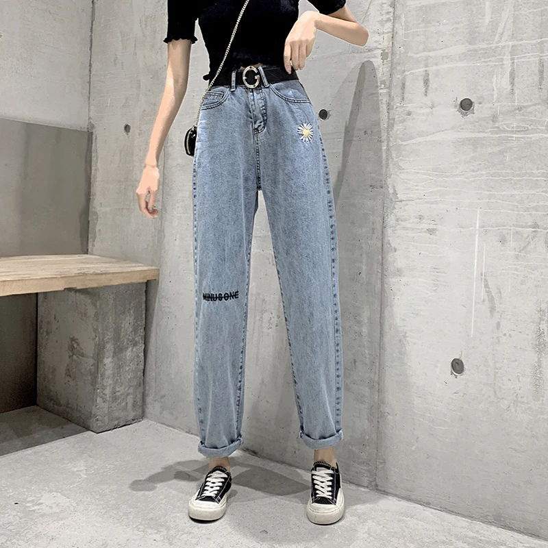 Женские джинсы винтажные синие джинсовые брюки женские с высокой талией женская