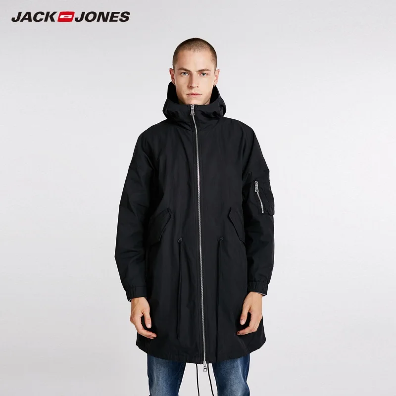 Мужской длинный Тренч с капюшоном JackJones свободная уличная куртка 218321561|Мужские