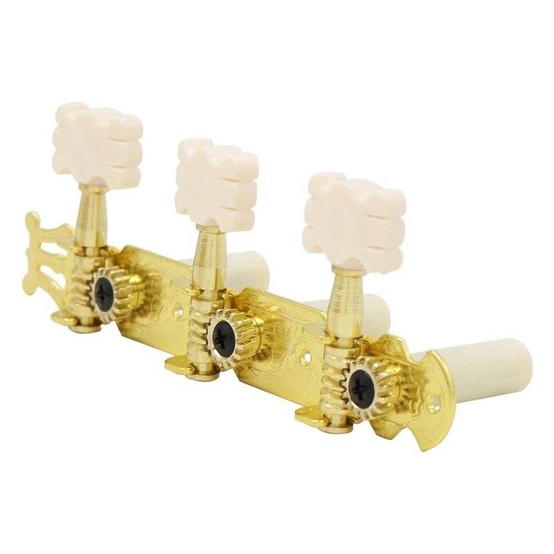 

Guitar Knob Tuning Gear-Type Buckle Tuning Alloy Base Knob for Classical Guitar with Semi Gold Finish and Buttons
