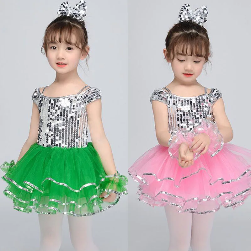 Modern kids dance costumes for sequins tutu dress girls salsa dancing wear Outfits |