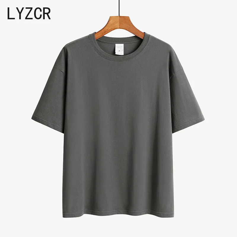 LYZCR летняя хлопковая Для женщин футболка Топы 3XL свободная Femme с круглым вырезом