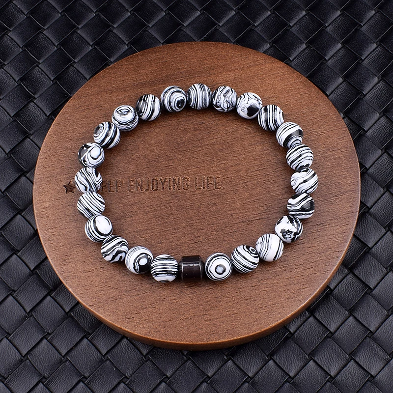 Браслеты мужские из гематита и бирюзы с черной линией модные ювелирные украшения