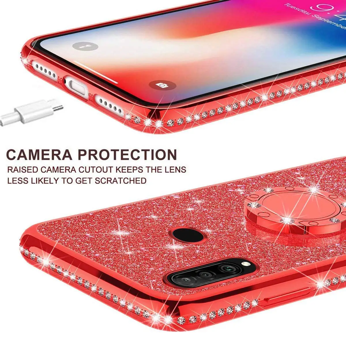 Чехол из мягкого ТПУ со стразами для HUAWEI P Smart 2019 Z P10 P20 P30 Lite Mate 20 10 HONOR 7X 8X блестящий