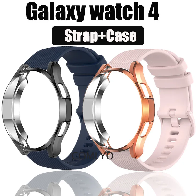 

2in1 For Samsung Galaxy watch 4 Strap Silicone Band Classic 42MM 46MM Bracelet Wristband Belt Case TPU Cover Protective Shell