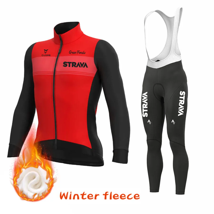 

STRAVA Females' Team Race Bicycle Sets 2021 Winter Bike Cycling Jersey Suit for Women Keep Warm MTB Windproof Cycling Clothing