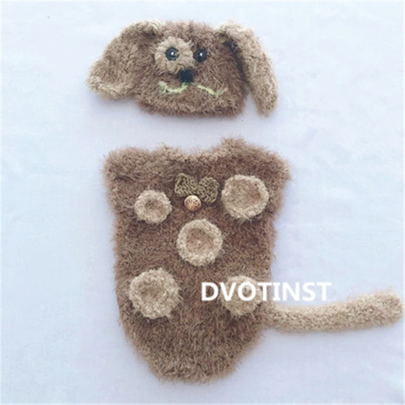 Реквизит Dvotinst для фотосъемки новорожденных вязаная крючком одежда шапка