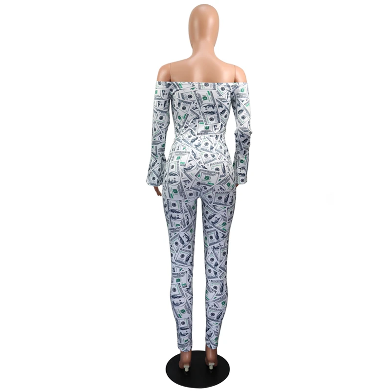 Женский комбинезон FY Осенний с открытыми плечами облегающие эластичные штаны