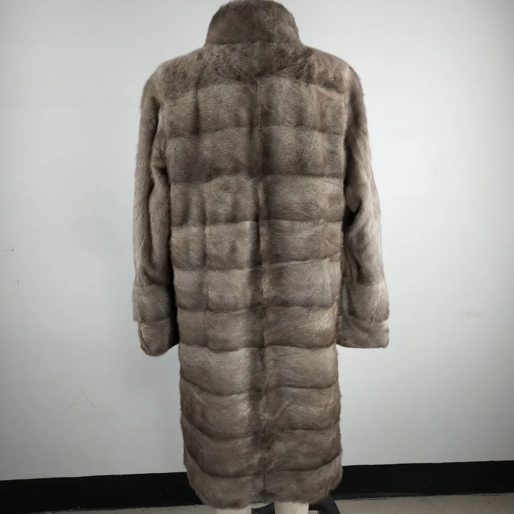 Fashion Mink Fur Coats For Women Real Fur Jackets Slim Overcoats Warm Stand Collar Nature Mink Capped Winter Tops MKW-228
