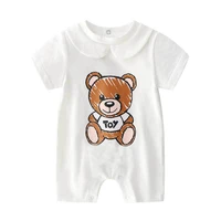 summer fashion print cartoon style newborn baby clothes cotton round neck short sleeve toddler baby boy girl romper 0 24 months
