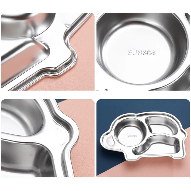 Разделенная тарелка из нержавеющей стали милый мультяшный обеденный поднос