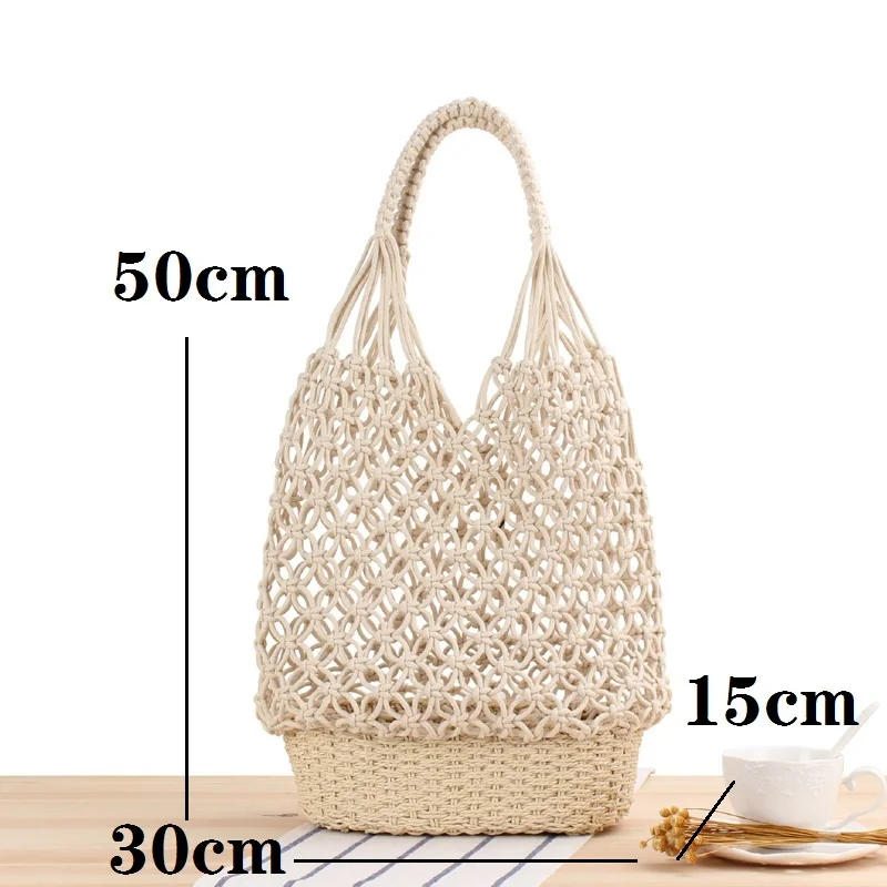 

LUCDO 2020 New Straw Bag Summer Handmade Rattan Bag Beach Woven Drawstring Shoulder Messenger Bags Bohemia Handbags Sac A Main