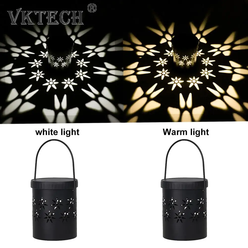 

LED Solar Lantern Light Hollow Lantern Projection Light Wrought Iron Hanging Lamps Waterproof Outdoor Garden Yard Art Decoration