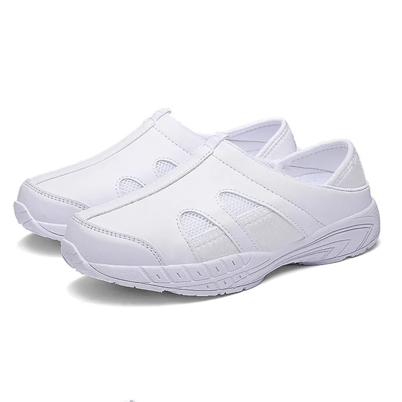 

Nurse shoes women 2021 new spring and autumn soft bottom light white shoes a pedal Baotou breathable fashion slippers