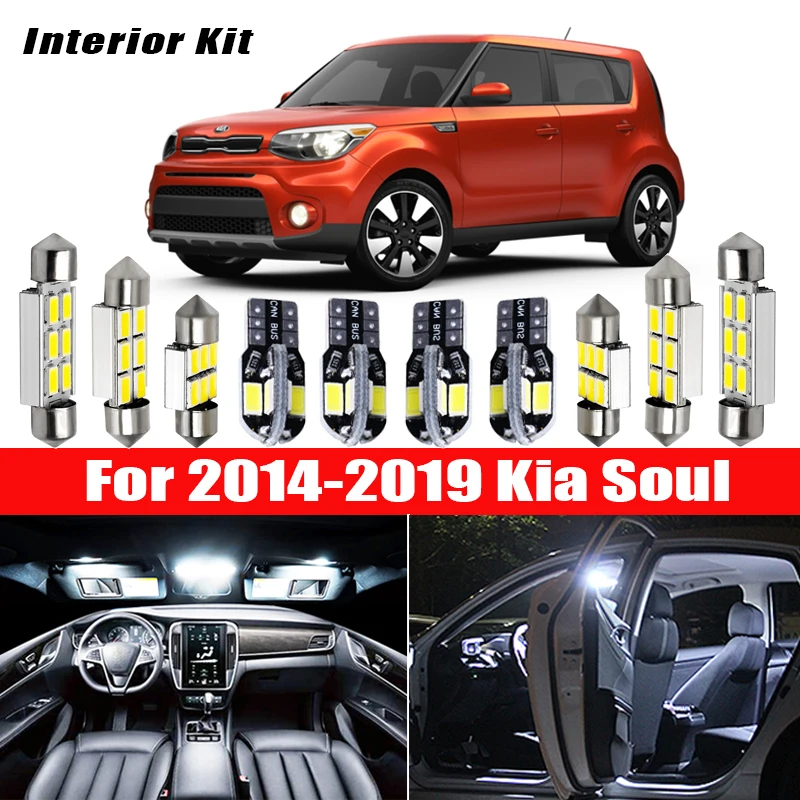 Комплект светодиодного освещения для салона 9x Canbus без ошибок посылка 2014 2019 Kia Soul