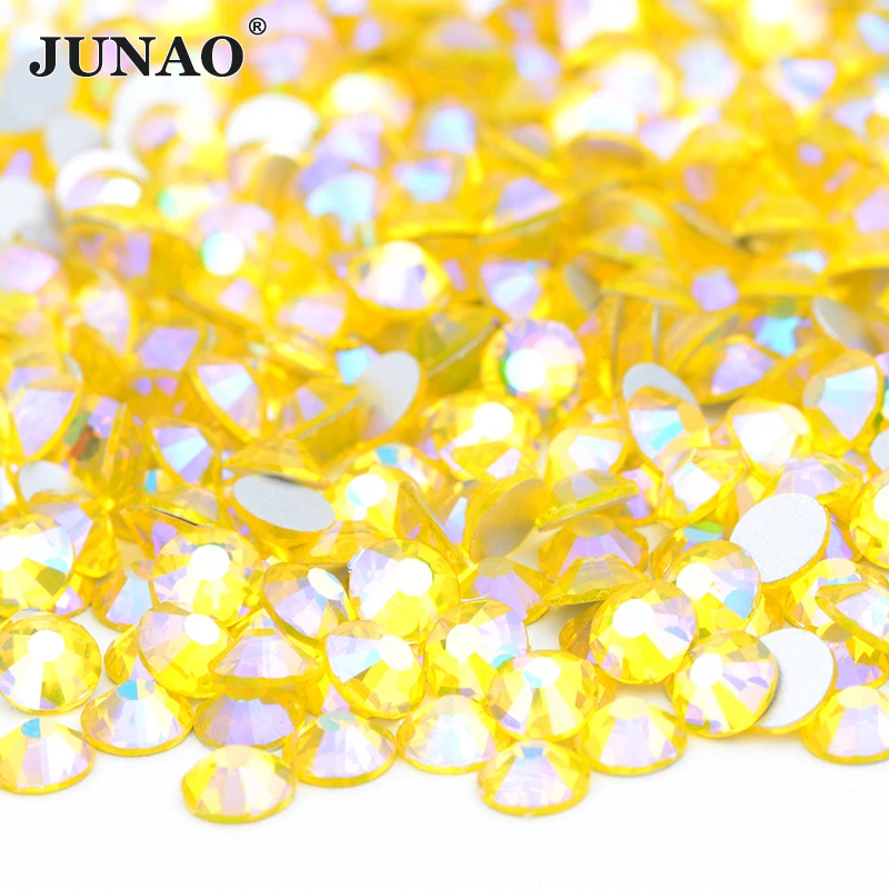 Стразы для ногтей JUNAO SS 3 6 8 10 16 20 30 стразы из черного стекла с плоской задней